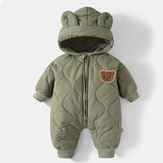 ﻿Fur-Lined Cartoon Bear Jumpsuit Hoodie