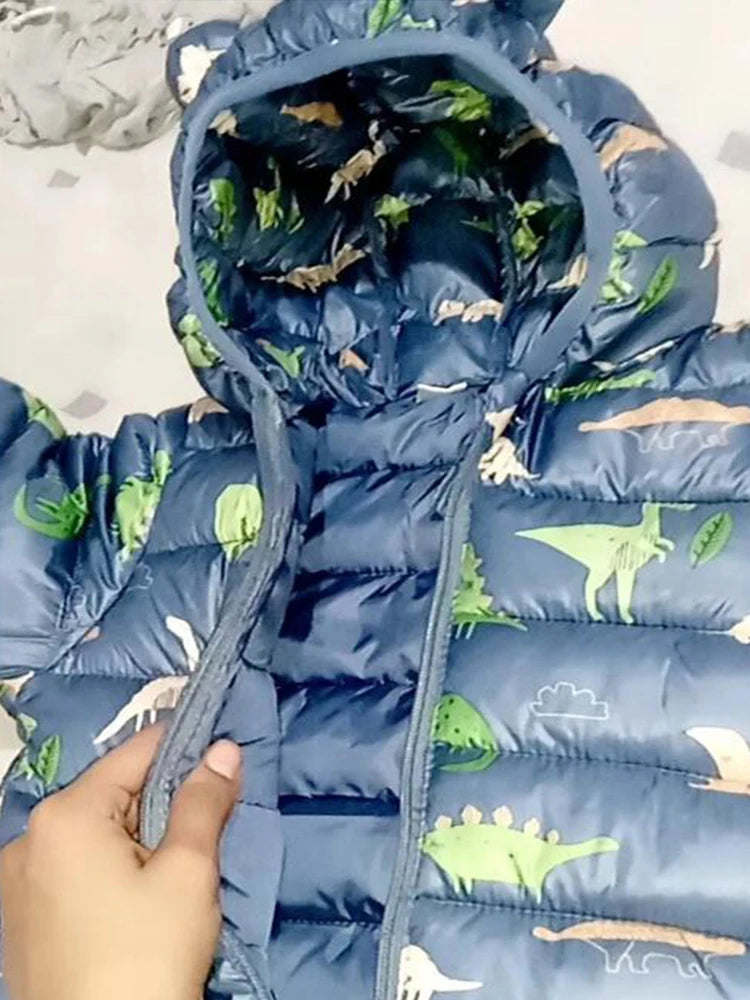 Kids' Dinosaur Hooded Down Jacket