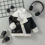 Baby Black Leather Coat