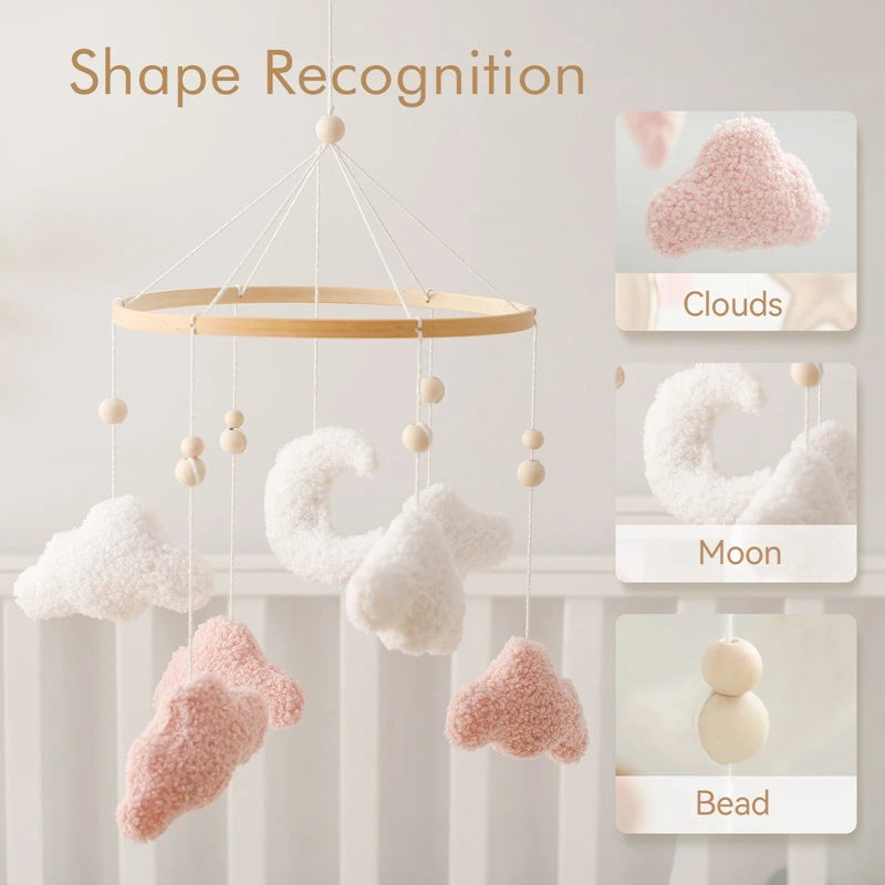 Wooden Crib Mobile Baby Bed Bell Rattle Toy