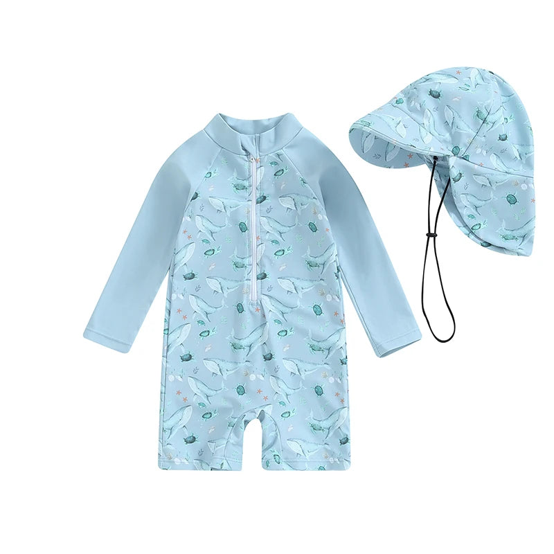 Turtle/Dinosaur Toddler Boys Rash Guard Swimsuit