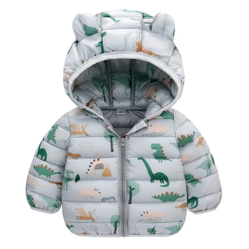 Kids' Dinosaur Hooded Down Jacket