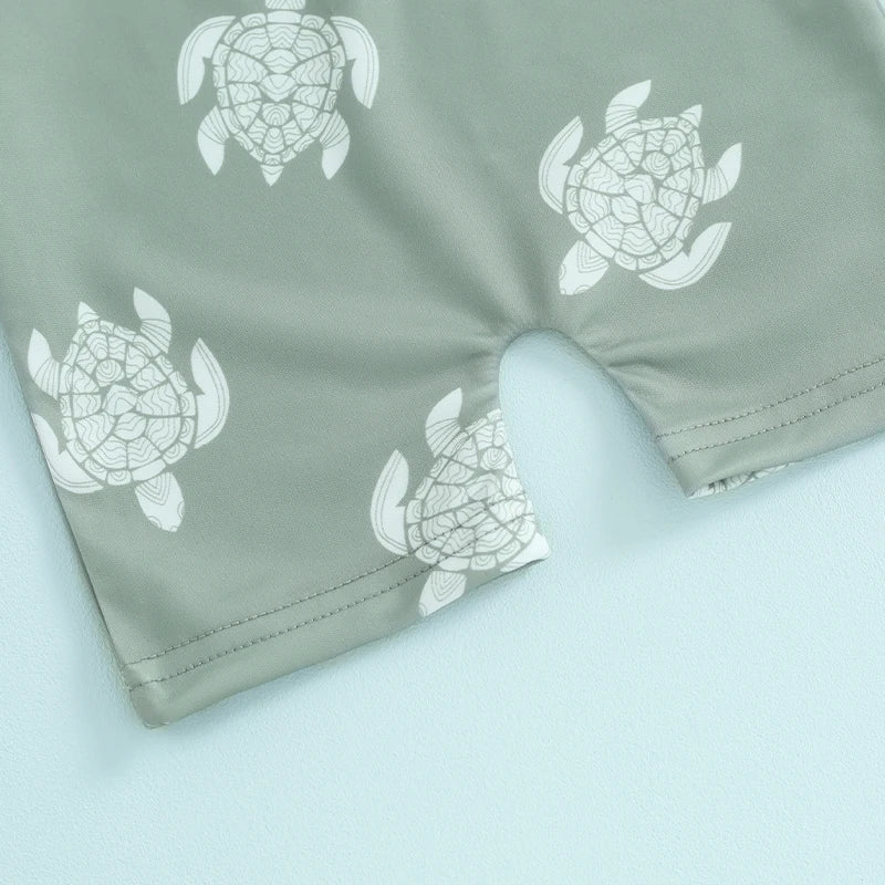 Turtle/Dinosaur Toddler Boys Rash Guard Swimsuit