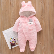 Adorable Plush Baby Hooded Romper