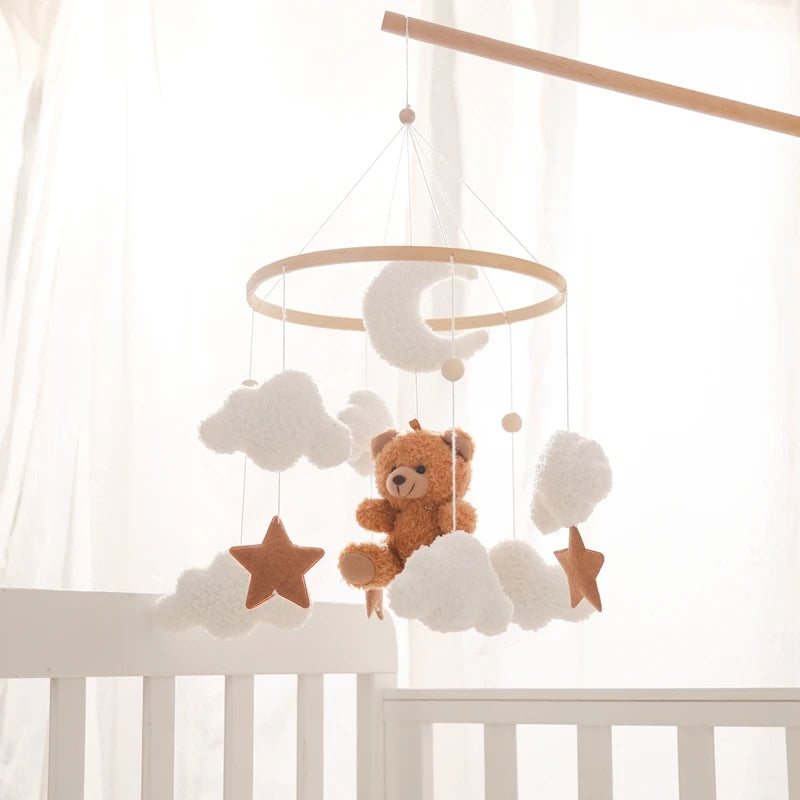 Wooden Crib Mobile Baby Bed Bell Rattle Toy