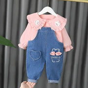 Baby Girls' Cute Top & Denim Pants Set
