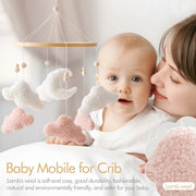 Wooden Crib Mobile Baby Bed Bell Rattle Toy Soft Felt Cartoon Bear Mobile bracket Newborn Music Box Bed Bell Hanging Bracket Toy