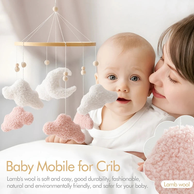 Wooden Crib Mobile Baby Bed Bell Rattle Toy