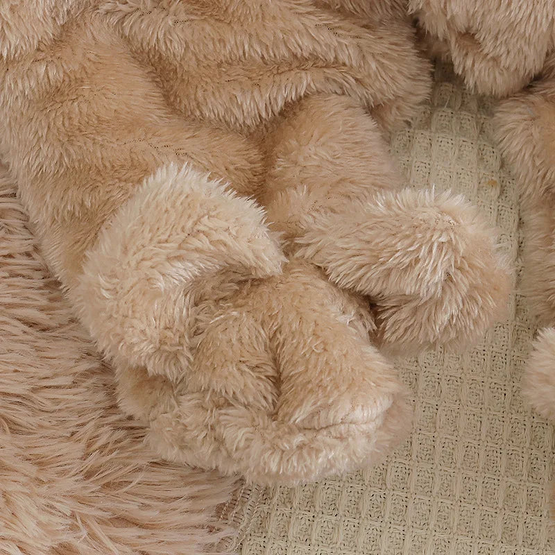 Adorable Plush Baby Hooded Romper