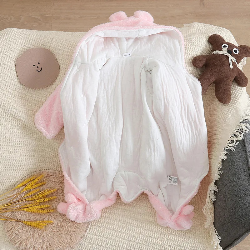 Adorable Plush Baby Hooded Romper