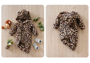 Cozy Leopard Baby Hooded Romper
