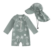Turtle/Dinosaur Toddler Boys Rash Guard Swimsuit