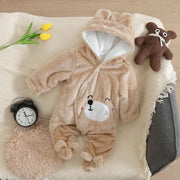 Adorable Plush Baby Hooded Romper