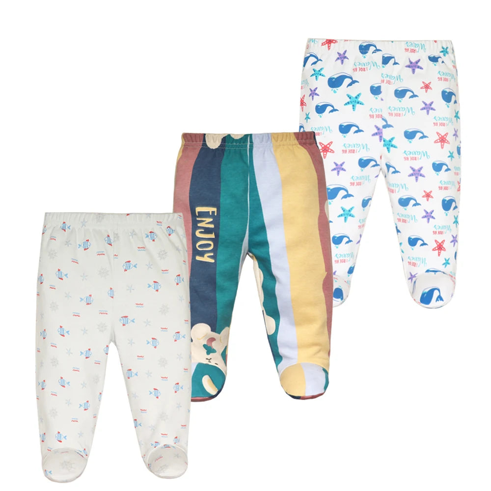 3-Pack Newborn Cotton Footed Pants