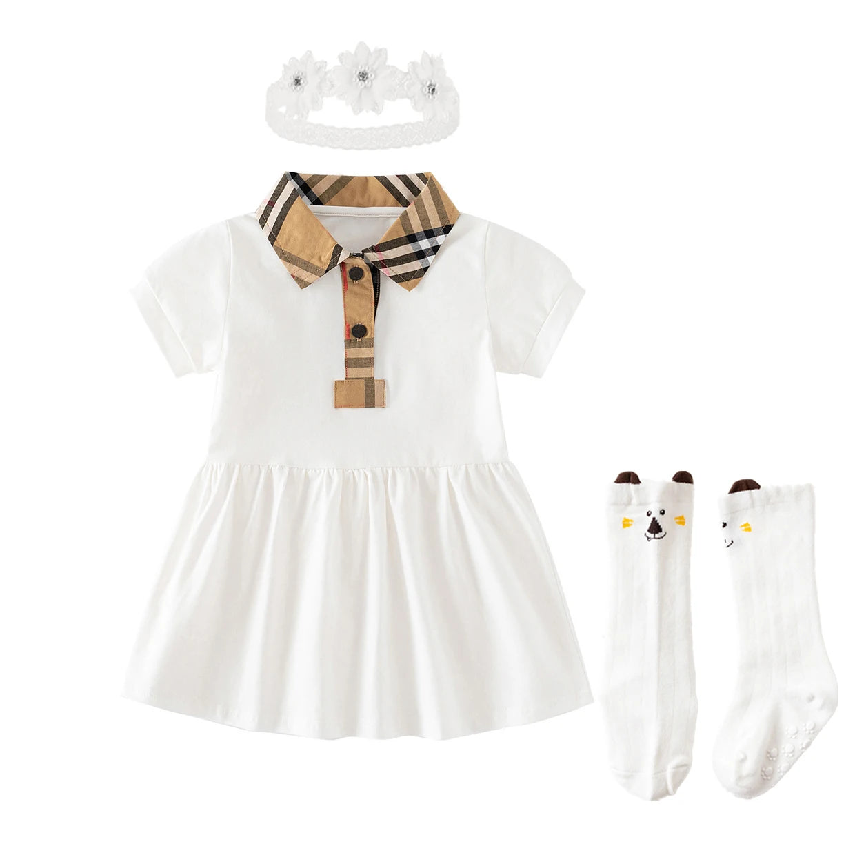 Baby Girl Princess Plaid Cotton Dress