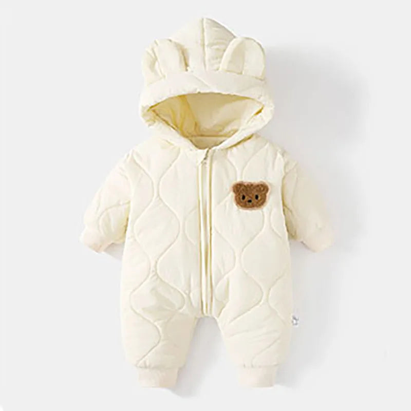 ﻿Fur-Lined Cartoon Bear Jumpsuit Hoodie