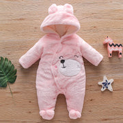 Adorable Plush Baby Hooded Romper