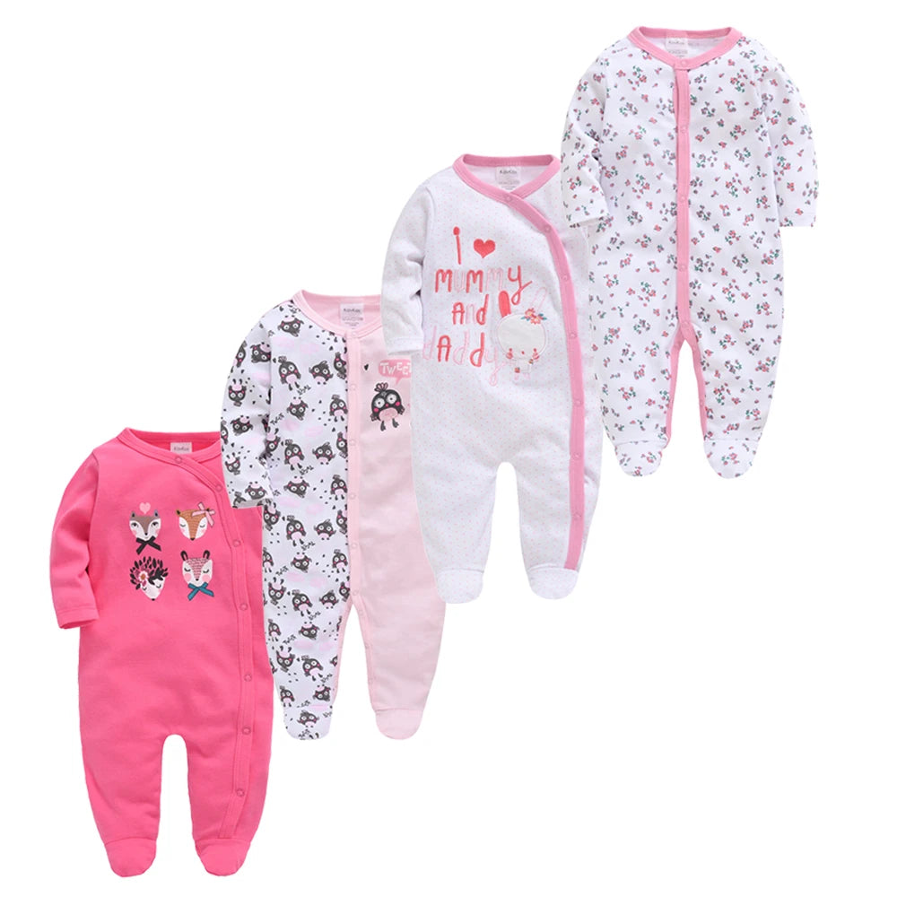 3/4 Pcs a lot Kavkas Baby Boy Rompers Newborn Cotton Girls Clothes Long Sleeve Summer Soft Jumpsuit O-neck 0-12m Onesie Clothing