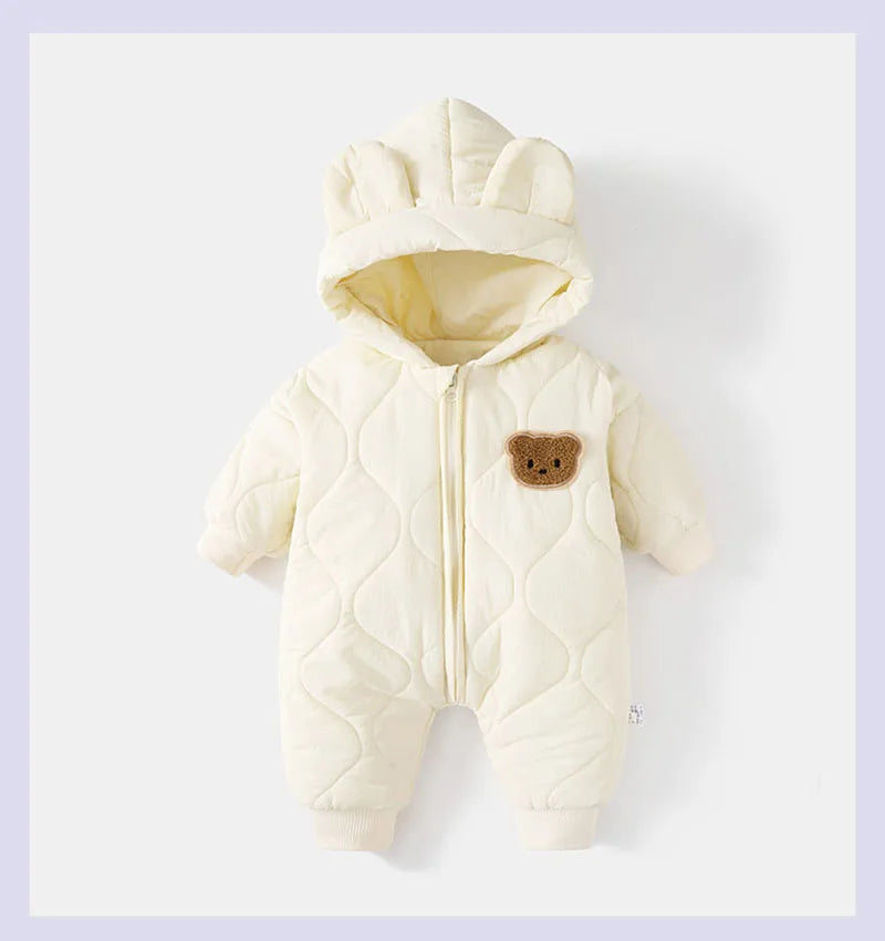 ﻿Fur-Lined Cartoon Bear Jumpsuit Hoodie