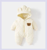 ﻿Fur-Lined Cartoon Bear Jumpsuit Hoodie