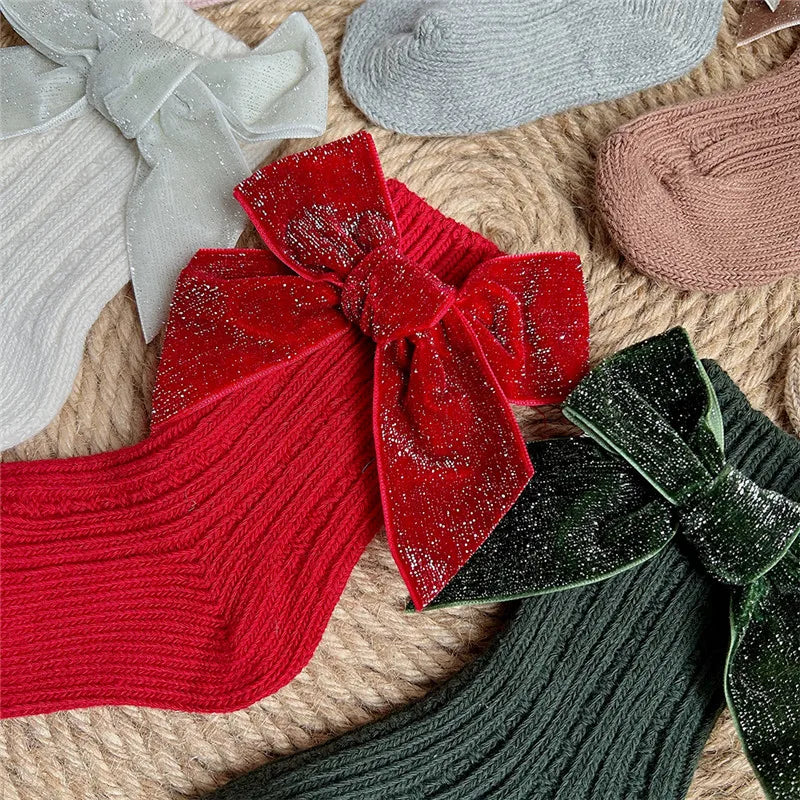 Baby Girls  Big Bow Christmas Socks