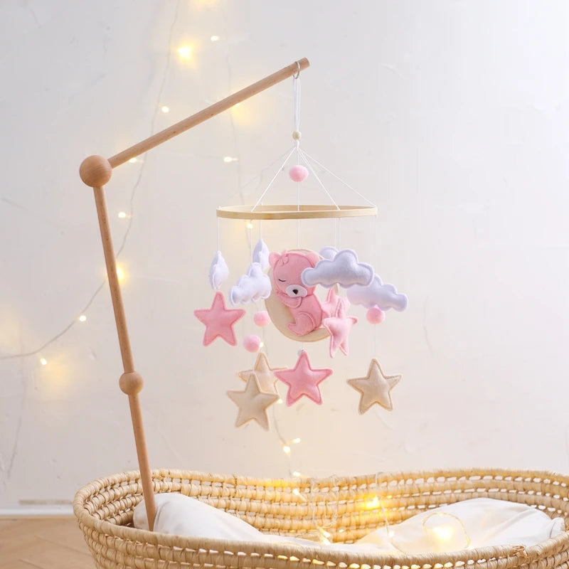 Wooden Crib Mobile Baby Bed Bell Rattle Toy