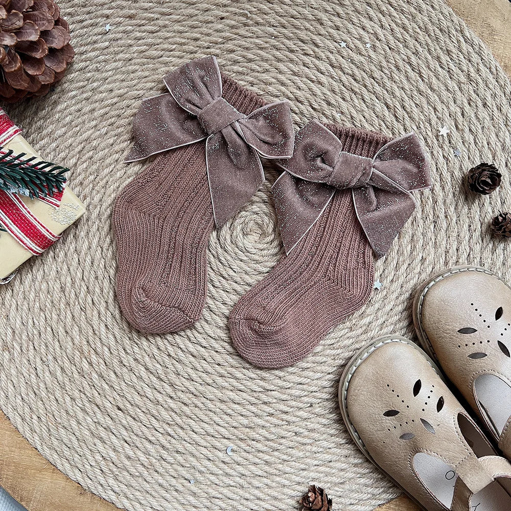 Baby Girls  Big Bow Christmas Socks