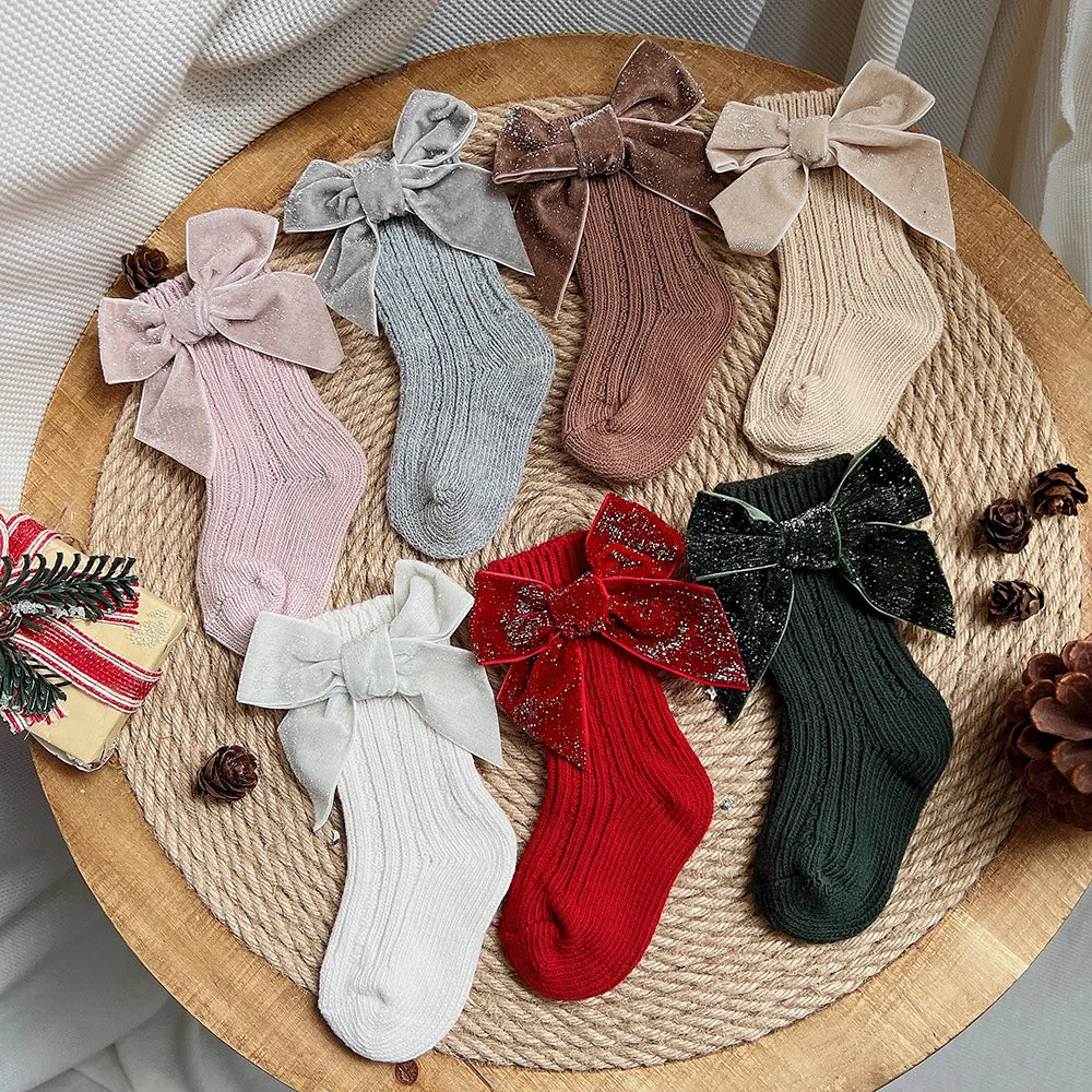 Baby Girls  Big Bow Christmas Socks