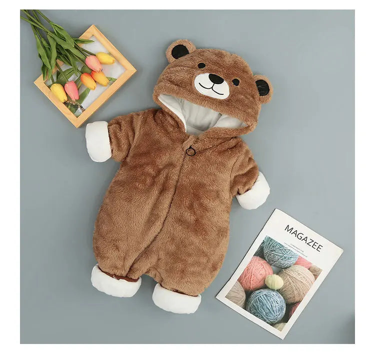 Warm Hooded Romper For Infants
