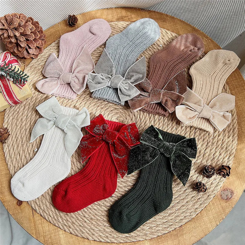 Baby Girls  Big Bow Christmas Socks