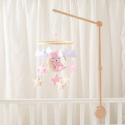 Wooden Crib Mobile Baby Bed Bell Rattle Toy Soft Felt Cartoon Bear Mobile bracket Newborn Music Box Bed Bell Hanging Bracket Toy