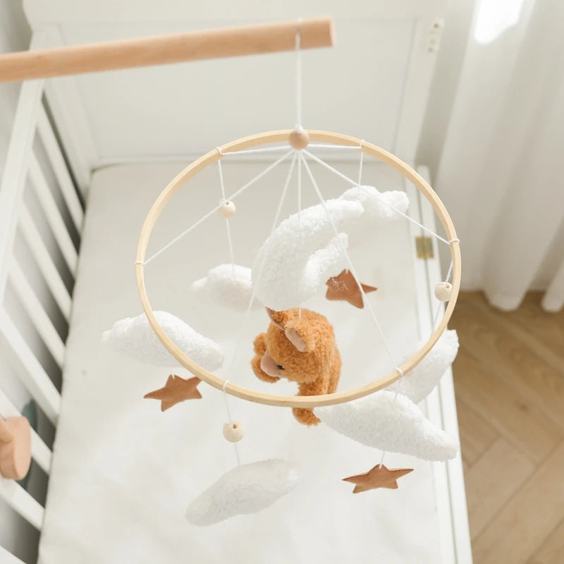 Wooden Crib Mobile Baby Bed Bell Rattle Toy
