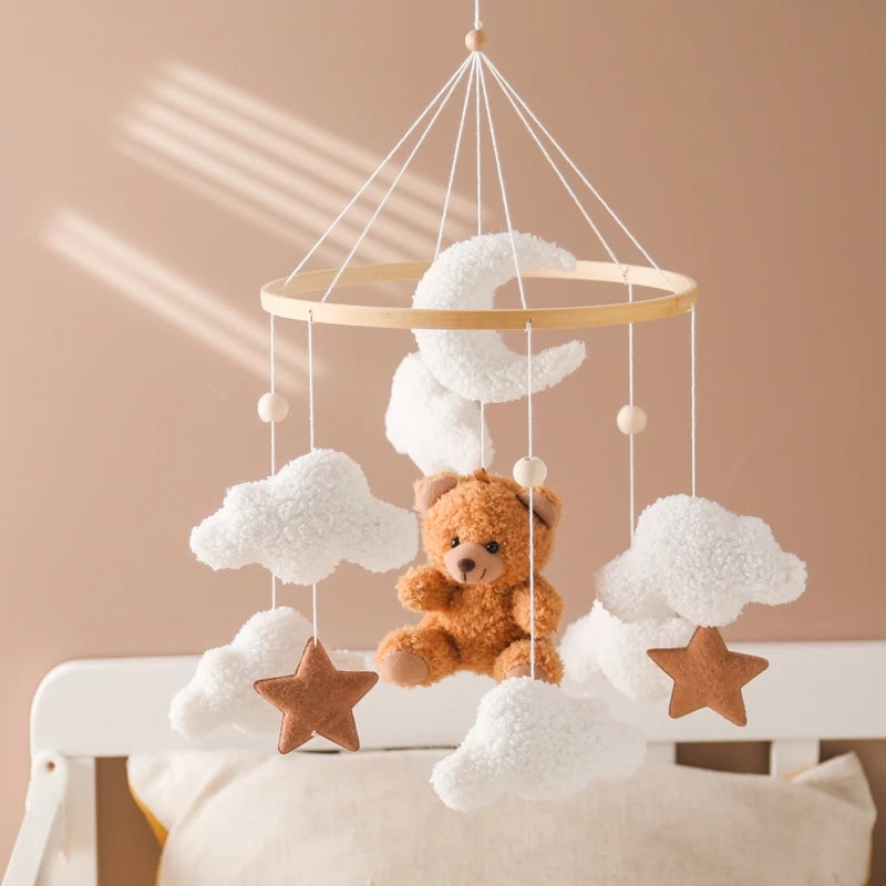 Wooden Crib Mobile Baby Bed Bell Rattle Toy