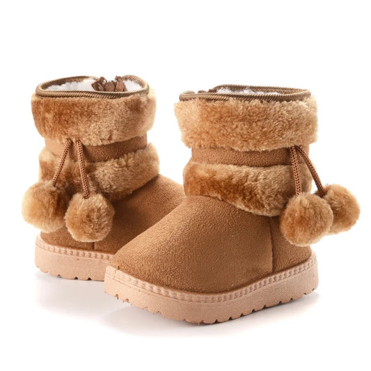 Cozy & Cute Boots with Fluffy Pom-Poms