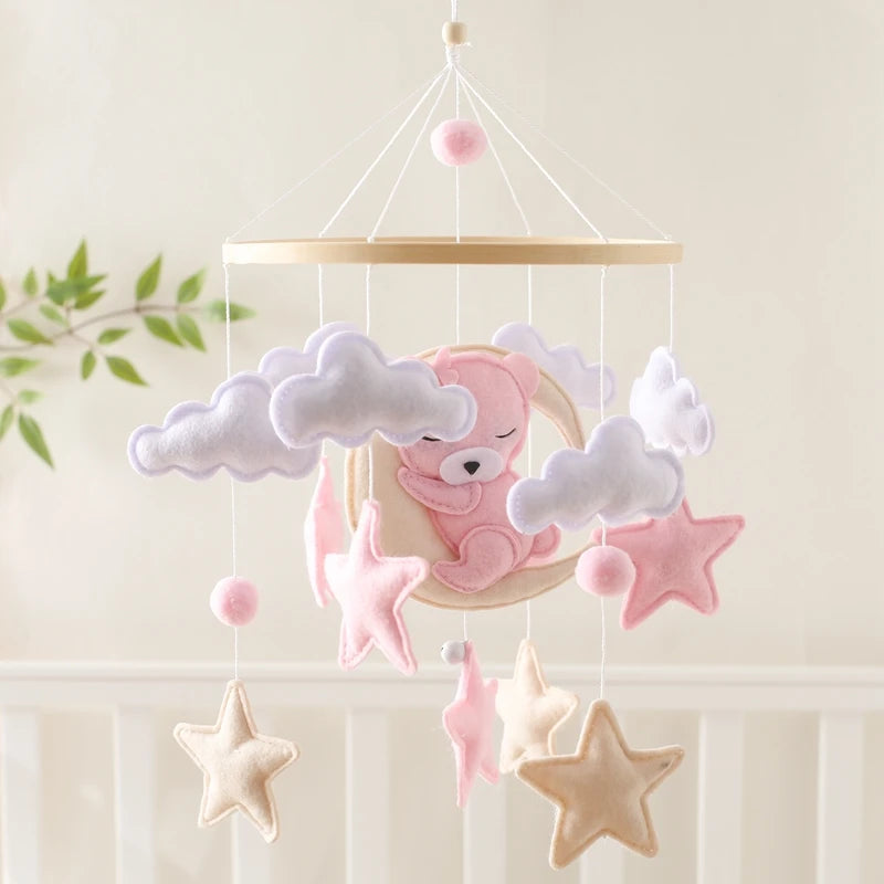 Wooden Crib Mobile Baby Bed Bell Rattle Toy