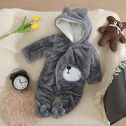 Adorable Plush Baby Hooded Romper