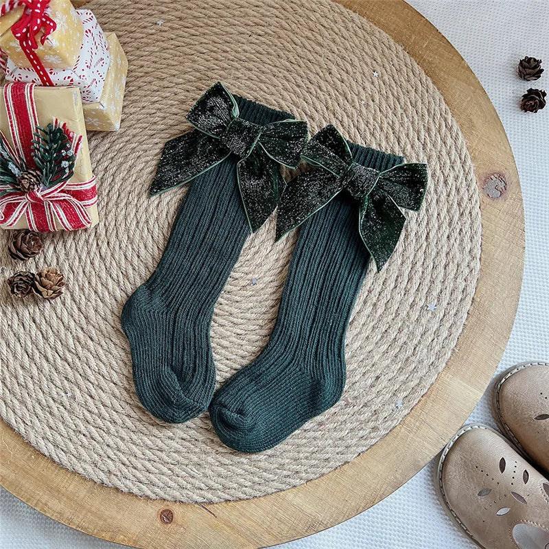 Baby Girls  Big Bow Christmas Socks