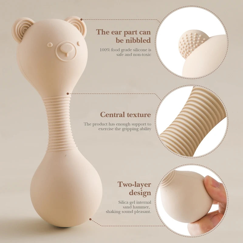 Bear Beat Silicone Teether Rattle