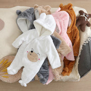 Adorable Plush Baby Hooded Romper