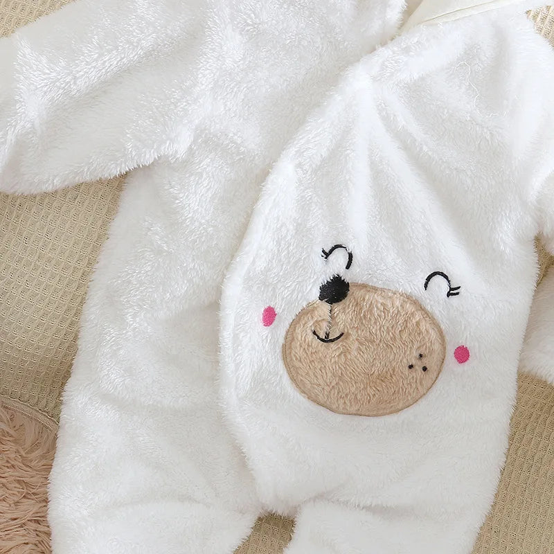 Adorable Plush Baby Hooded Romper