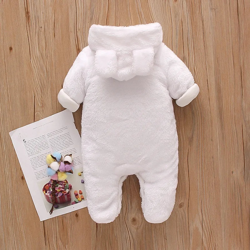 Adorable Plush Baby Hooded Romper