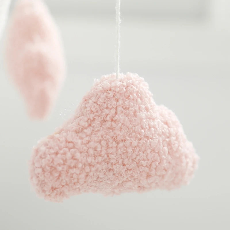 Wooden Crib Mobile Baby Bed Bell Rattle Toy Soft Felt Cartoon Bear Mobile bracket Newborn Music Box Bed Bell Hanging Bracket Toy