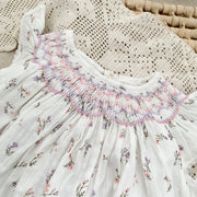 Smocked Ruffles Lace Girls Summer Beach Dress