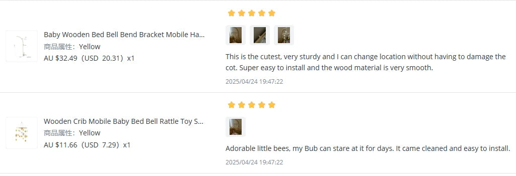 Wooden Crib Mobile Baby Bed Bell Rattle Toy