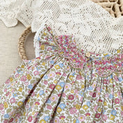 Smocked Ruffles Lace Girls Summer Beach Dress