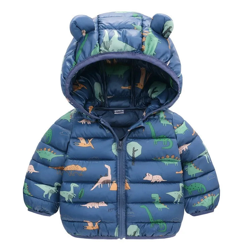 Kids' Dinosaur Hooded Down Jacket