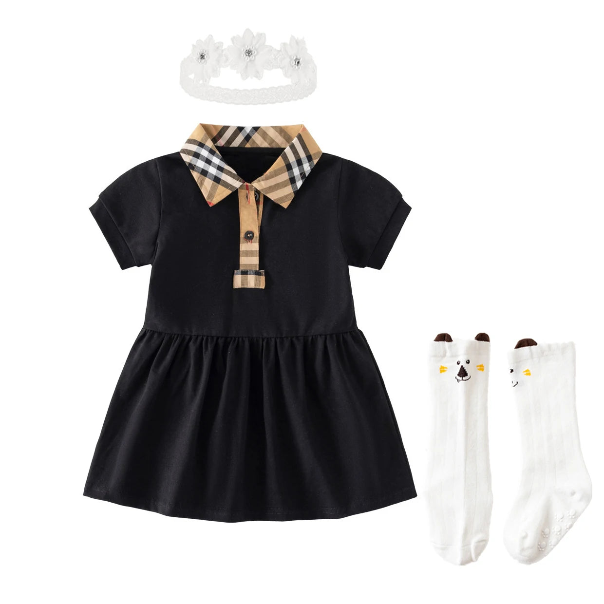 Baby Girl Princess Plaid Cotton Dress