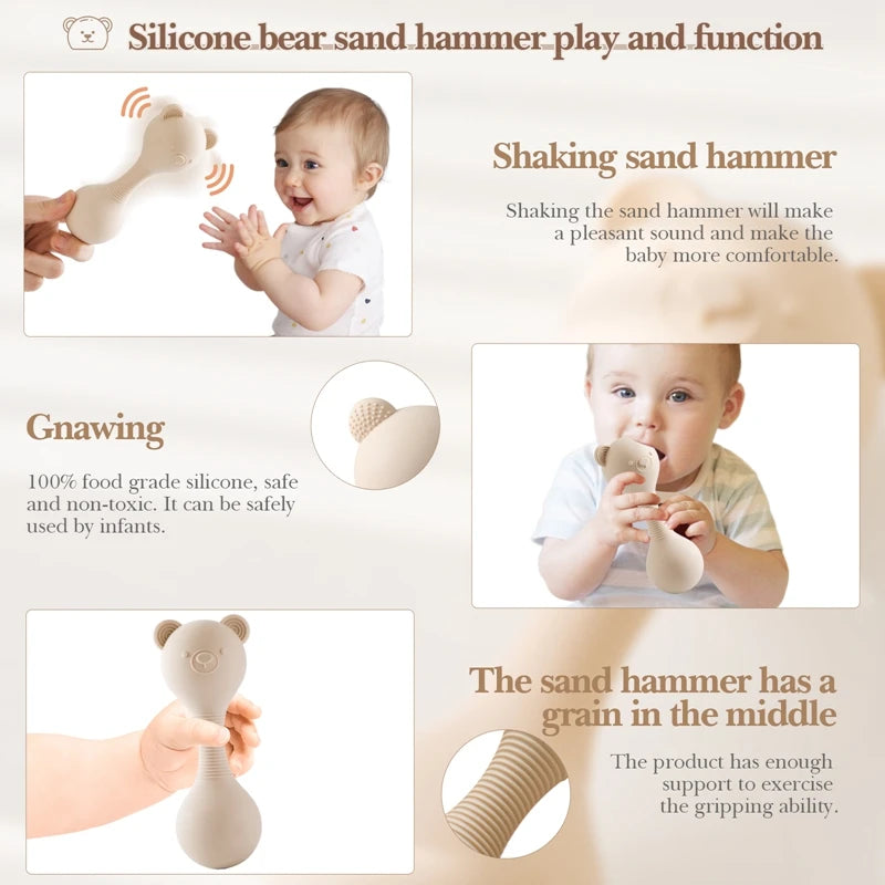 Bear Beat Silicone Teether Rattle