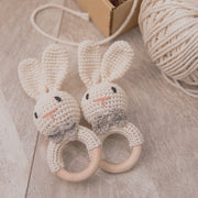 Baby Crochet Rattle Wooden Teether Toy