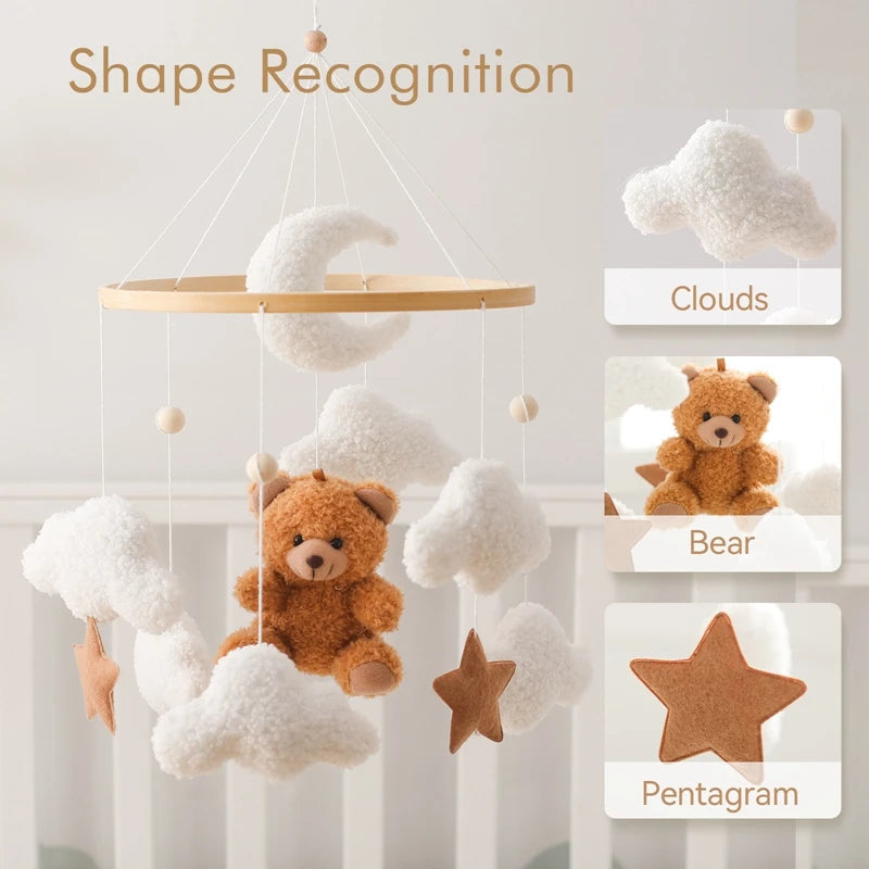 Wooden Crib Mobile Baby Bed Bell Rattle Toy